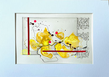 CONTINUITY 2023, Tusche, Graphit, Lack auf Papier, 21x30cm