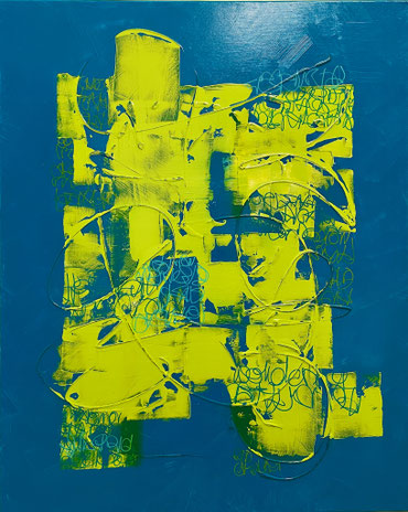 CERULEAN REVERIE 2024, Acry, Lack auf Leinwand, 80x100cm