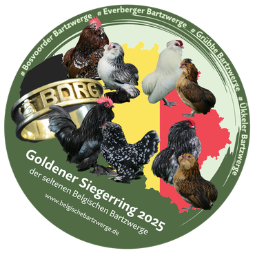 Logo Goldener Siegerring 2025 - der seltenen Belgischen Bartzwerge