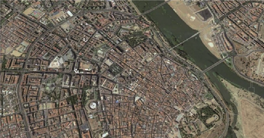 Vista aérea de Badajoz desde Google Maps (2014).