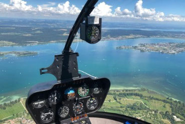 Elite Flights, Helicopter Scenic Flight, Helicopter Flight, Robinson R 44, Cockpit View, Lake Constance, Reichenau