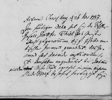 1787 Zuweisung des Tischler Rechts Johann Gottfried Thiel