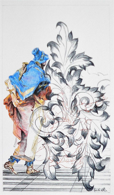 Fantaisie 1 - Crayon de couleur sur papier - 33 x 19    