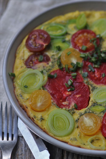 Tomaten-Porree Omlette
