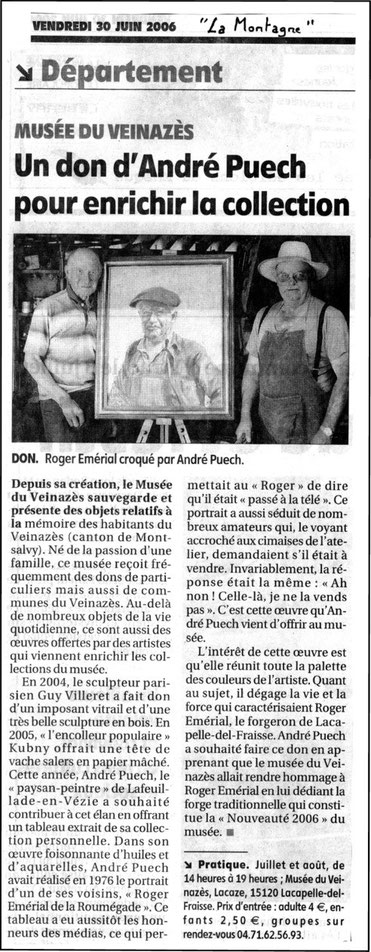 André Puech, peintre-paysan, Lafeuillade-en-Vézie, artiste, cantal, Roger émerial, forgeron