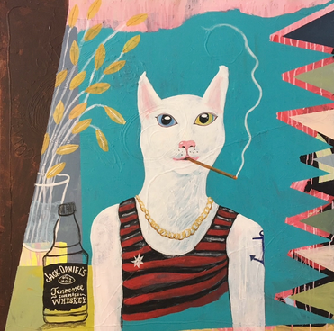 DER FLASCHENGEIST, Acrylic on canvas, 100 x 100 cm, 2023
