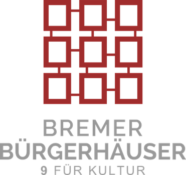 Logo des Verbundes 9 Bremer Bürgerhäuser. 9 verschieden verbundene Kästchen.