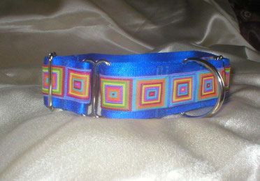 Halsband Hund, Martingale, 4cm breit, königsblau, farbenfrohe Sommerborte