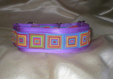 Halsband Hund, Martingale, 4cm breit, fliederfarben, farbenfrohe Sommer Borte