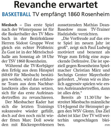 Artikel im Miesbacher Merkur am 14. Januar 2023 - Zum Vergrößern klicken