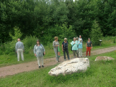 Die Gruppe von LBV Mitgliedern bestaunt den Geologiepfad