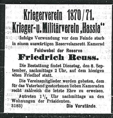 Todesanzeige Friedrich Reuss