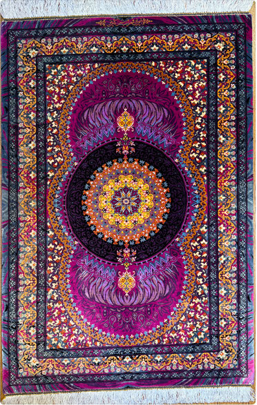 QUM silk　　90x61  GHOLRIZ 工房　　No:KM-073　　店内