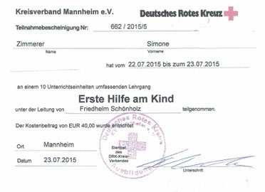 Fortbildungen Zertifikate Villa Fruhling Tagesmutter In Angelbachtal