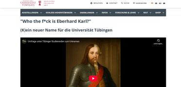 Abb. 4: Startseite der Online-Ausstellung “Who the f*ck is Eberhard Karl?”, Museum der Universität Tübingen MUT.****