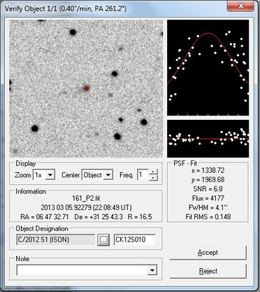 Auszug aus Astrometrica (Linksklick für Vergrößerung)