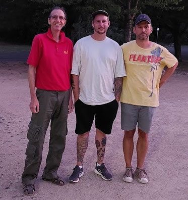 Treppchen: Jürgen, 3. Rang; Phillipp, 1. Rang; Jens, 2. Rang