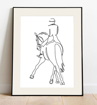 Pferde Kunstdruck Line Art Dressur Traversale