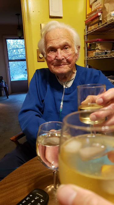 Toast to all his friends in this world for his 96 bithday.(pic. Claire Giblin)