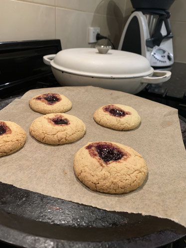 Jam drops just out of the oven