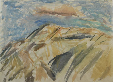 MONT VENTOUX, ABENDS  2010     farbige Tuschen und Aquarell auf Papier  66 x 88 cm