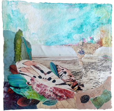 Sea vista I, Collage auf Büttenpapier, 2018