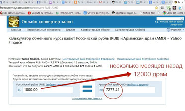 Курс рубль-драм — скриншот 12.02.2015 