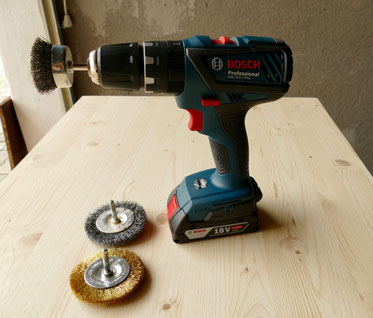 Holzbearbeitung Bohrmaschine Bosch Drahtbürstenaufsatz