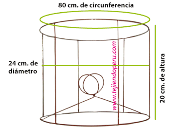 Forro calado para pantalla de lámpara de mesa tejido en dos agujas o palitos