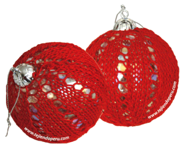 bola navidad dos agujas - knitted christmas ball