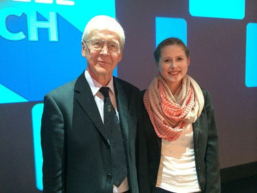 Melanie Lubbe (geb. Ohme) mit GM Helmut Pfleger im WDR-Studio
