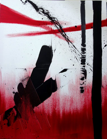 "noir carmin" - toile réalisée avec Benoit GUERIN - 100X80 - 2014