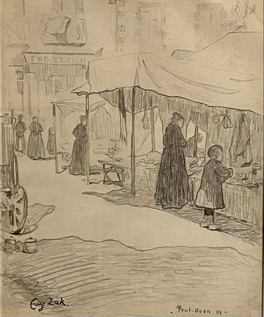 Eugène Zak,  Pont Aven ,1904 , mine de plomb sur papier/ pencil on paper, cachet de la signature, titrée et datée au crayon , 21 x 17 cm, galerie agnes thiebault, Paris  