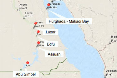 Bild: Reiseroute in Ägypten
