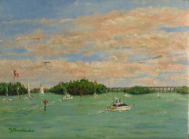 Indian River Traffic, Oil, 9x12, $ 300
