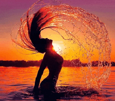 Clickandbay- woman-bathing-splashing-water -with-hair-orange