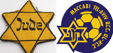 Collage Judenstern und Logo Maccabi Tel Aviv