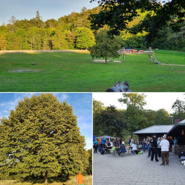 Das Eventgelände eine tolle Umgebung mit Grillhütte, Wiesen und Kinderspielgelegenheiten.