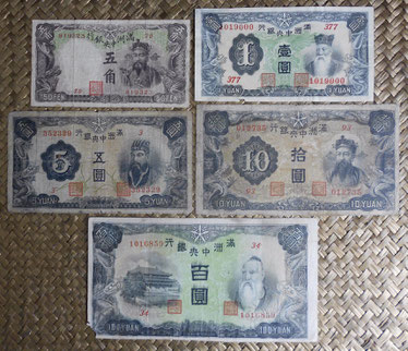 China -Manchukuo serie fen-yuanes 1935-1938 anversos