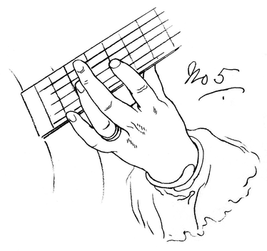 Das kleine Barré. In: C. J. Pratten: Learning the Guitar simplified. 1891. No. 5.