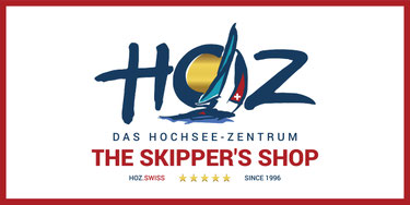 Logo des HOZ HOCHSEEZENTRUM™ mit Schriftzug THE SKIPPER’S SHOP™ – offizieller Markenauftritt von hoz.swiss, nautisches Kompetenzzentrum seit 1996.