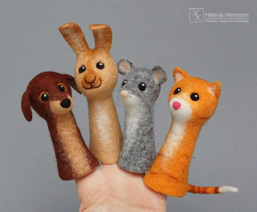 Filzen lernen im Workshop gefilzte Fingerpuppen aus Wolle