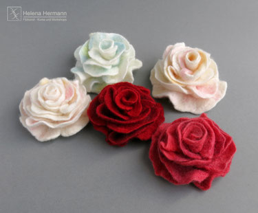 handgefilzte Rosen aus Wolle im Filz-Workshop
