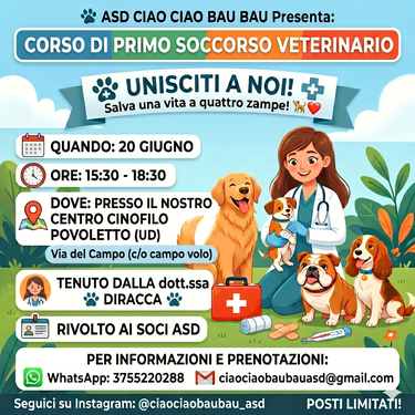 20 Giugno 2026 | Corso di Primo Soccorso Veterinario