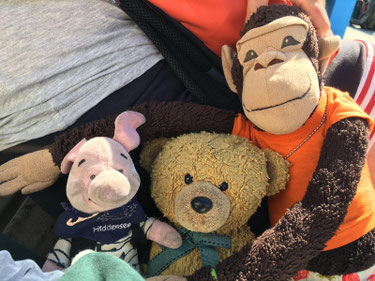 Ferkel Mengewein mit Teddy Hotopp und Affi Triebe zusammen während des ICATAT-Sommer-Colloquiums 2020 am Strand von Hiddensee. Foto © Kirsten Mengewein kiraton.com