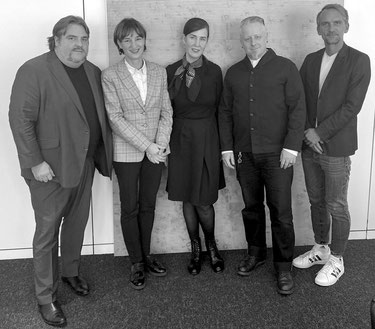 v.l.n.r.: Urs Spörri, Marianne Grosse, Morticia Zschiesche, Marcus Stiglegger, Michael Schwarz. Foto: Stadt Mainz 