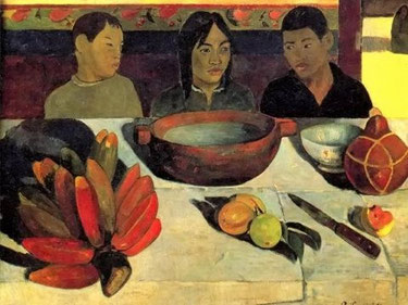 Painted in 1891, Paul Gauguin's 'Le Repas' features a Tahitian cultivar of red banana.
