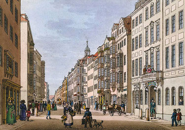 Das Hotel de Pologne auf der Schlossgasse zu Dresden. J. C. A. Richter. 1830.