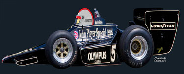 Mario Andretti by Muneta & Cerracín - Mario Andretti del John Player Team Lotus con su Lotus 79 Ford Cosworth DFV V8
