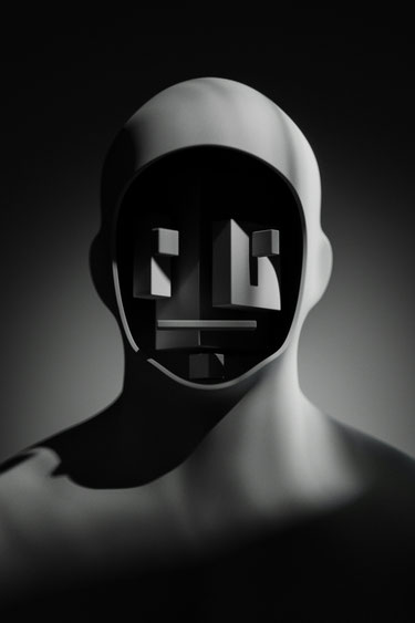 Kopf mit geometrischen Formen anstatt eines Gesichtes